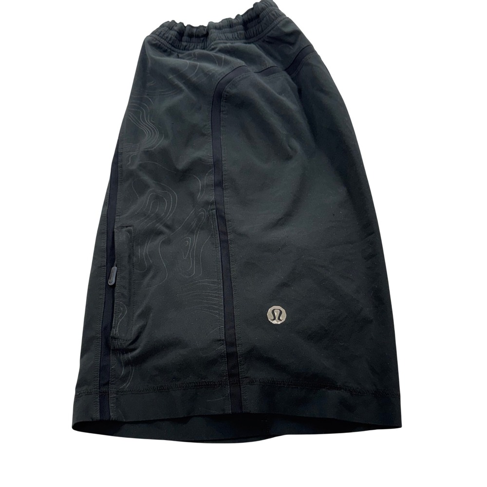 Lululemon Pace Breaker Shorts Men Sm Black Lined 7" Topo Print Side Panels - Picture 3 of 10